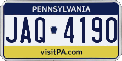 PA license plate JAQ4190