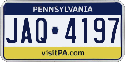 PA license plate JAQ4197