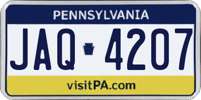 PA license plate JAQ4207