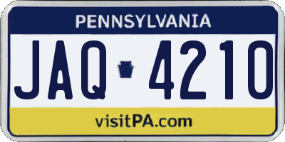 PA license plate JAQ4210