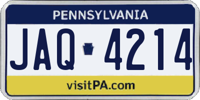 PA license plate JAQ4214