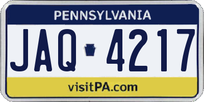 PA license plate JAQ4217