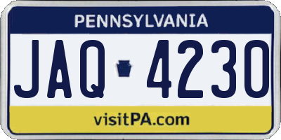 PA license plate JAQ4230