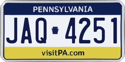 PA license plate JAQ4251