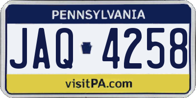 PA license plate JAQ4258