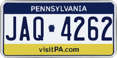 PA license plate JAQ4262