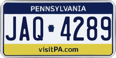 PA license plate JAQ4289