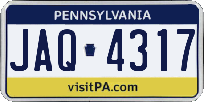 PA license plate JAQ4317