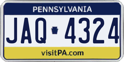 PA license plate JAQ4324
