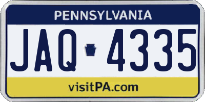 PA license plate JAQ4335