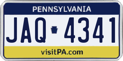 PA license plate JAQ4341