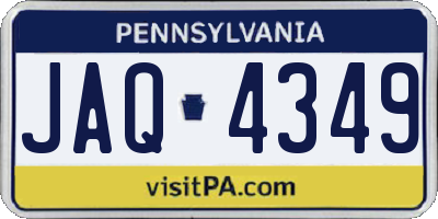 PA license plate JAQ4349