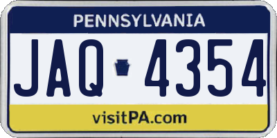PA license plate JAQ4354