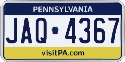 PA license plate JAQ4367