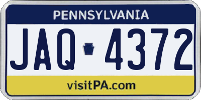 PA license plate JAQ4372