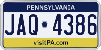 PA license plate JAQ4386