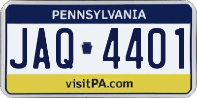 PA license plate JAQ4401