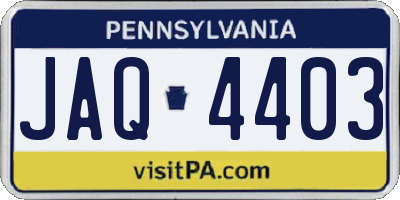 PA license plate JAQ4403