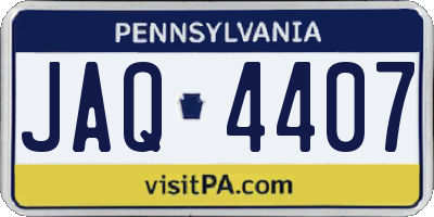 PA license plate JAQ4407