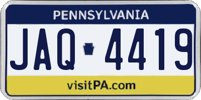 PA license plate JAQ4419