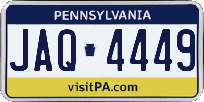 PA license plate JAQ4449