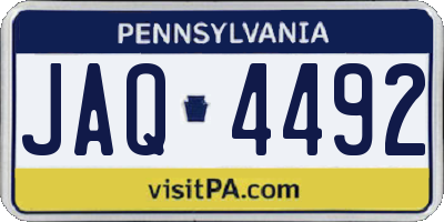 PA license plate JAQ4492