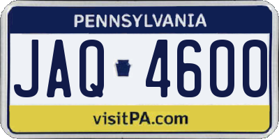 PA license plate JAQ4600