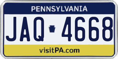 PA license plate JAQ4668