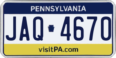 PA license plate JAQ4670