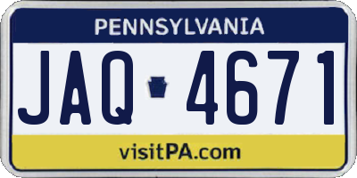 PA license plate JAQ4671