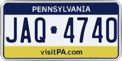 PA license plate JAQ4740