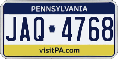 PA license plate JAQ4768
