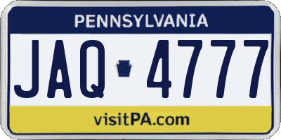 PA license plate JAQ4777