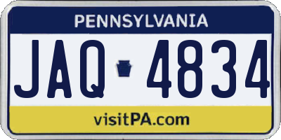 PA license plate JAQ4834