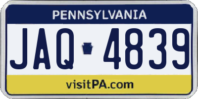 PA license plate JAQ4839
