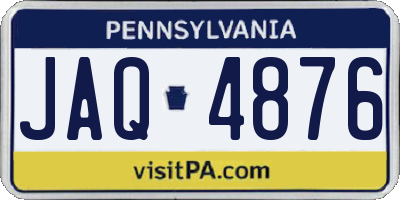 PA license plate JAQ4876