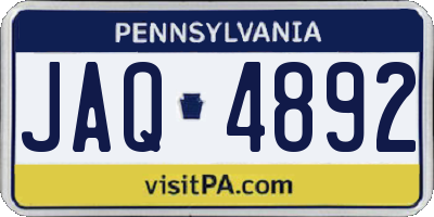 PA license plate JAQ4892