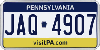PA license plate JAQ4907