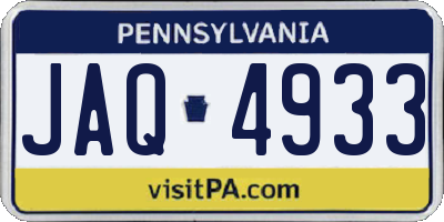 PA license plate JAQ4933