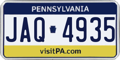 PA license plate JAQ4935