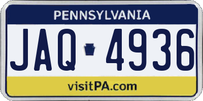 PA license plate JAQ4936