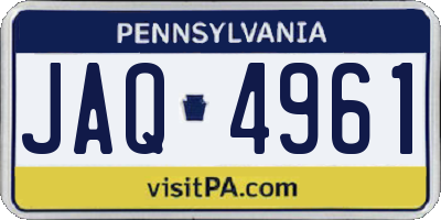 PA license plate JAQ4961