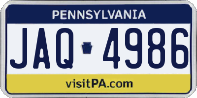 PA license plate JAQ4986