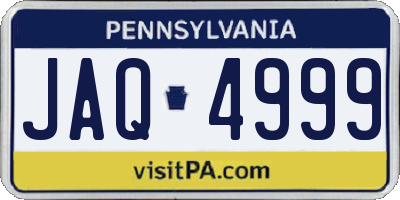 PA license plate JAQ4999