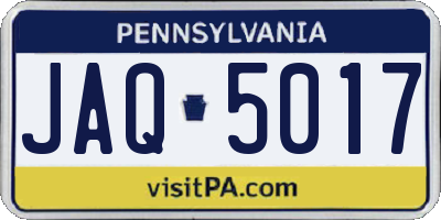 PA license plate JAQ5017