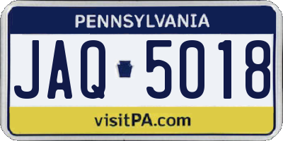 PA license plate JAQ5018