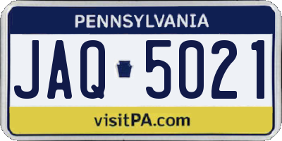 PA license plate JAQ5021