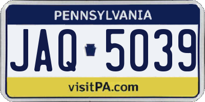 PA license plate JAQ5039
