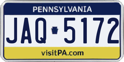 PA license plate JAQ5172