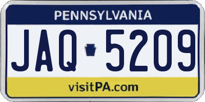 PA license plate JAQ5209